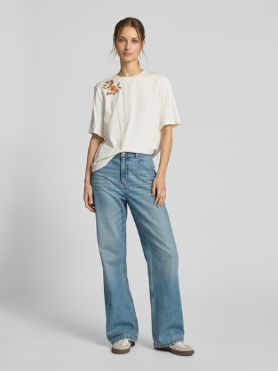 YAS Boxy Fit T-Shirt mit Pailletten Modell 'SANNIA' Weiss 1