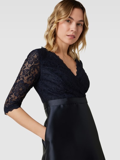 Christian Berg Cocktail Abendkleid mit V-Ausschnitt Marine Melange 3