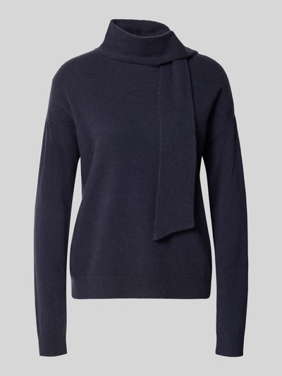 Christian Berg Woman Kaschmirpullover mit Schal-Detail Dunkelblau 1