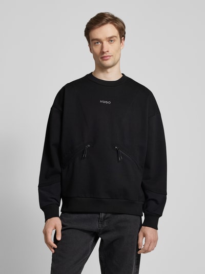 HUGO Sweatshirt mit Label-Print Modell 'Dautumnas' Black 4