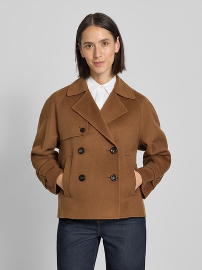 Max Mara Studio Regular Fit Wolljacke aus Schurwoll-Seiden-Mix mit Kaschmir-Anteil Modell 'NUPAR'  Cognac 4