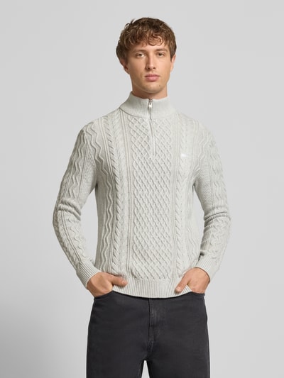 Tommy Jeans Sweter z dzianiny o kroju regular fit z czystej bawełny Jasnoszary melanż 4