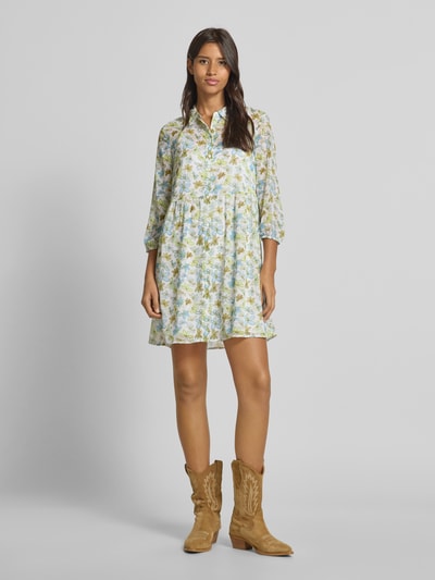 Tom Tailor Denim A-Linie Babydoll-Kleid aus Chiffon mit Viskose-Futter Offwhite 1