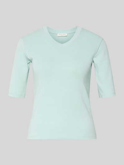 Produktfoto, T-Shirt mit Rundhalsausschnitt von Christian Berg Woman aus Baumwoll-Elasthan-Mix, Slim-Fit, 1/2-Arm, Rückenlänge 53 cm, hellblau
