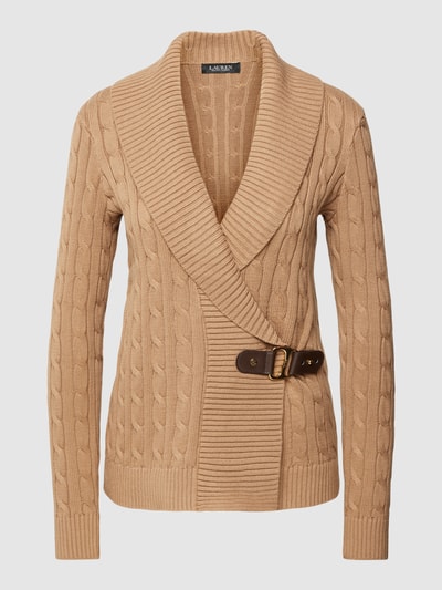 Lauren Ralph Lauren Cardigan mit Zopfmuster Modell 'DONATO' Camel 2