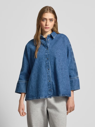 Only Loose Fit Jeansbluse aus Baumwolle mit Druckknopfleiste Modell 'GRACE' Jeansblau 4