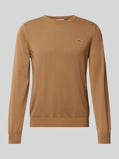 Lacoste Regular Fit Strickpullover mit Logo-Patch Beige 2