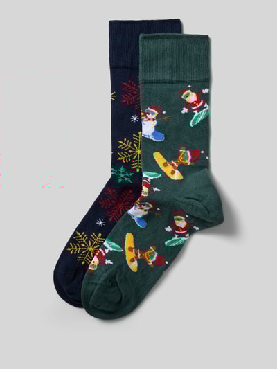 Christian Berg Men Socken mit geripptem Abschluss Dunkelgruen 1