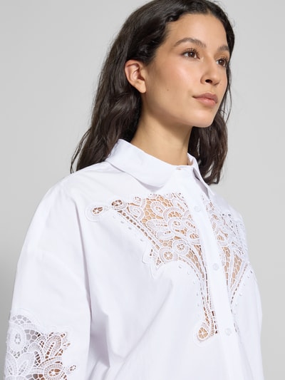 Essentiel Antwerp Oversized overhemdblouse met kant, model 'Hoofd' Wit - 3