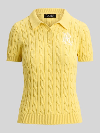 Lauren Ralph Lauren Regular Fit Strick Poloshirt mit Label Stitching Hellgelb 2