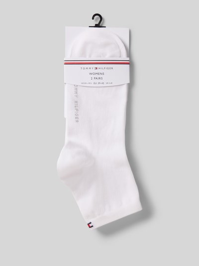 Produktfoto, Sokken im 2er-Pack van Tommy Hilfiger in wit katoenmix met elastische band en logostitching, dames sokken, set van 2.