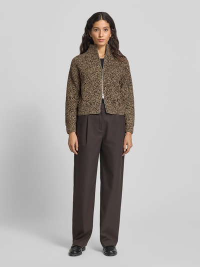 Mango Strickjacke mit Zweiwege-Reißverschluss Modell 'SALTY' Dunkelbraun 1