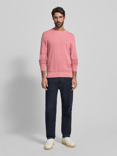 Tommy Hilfiger Regular Fit Strickpullover aus reiner Baumwolle Altrosa 1