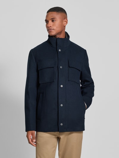 Tom Tailor Regular fit lange wollen jas met afneembare binnenkraag Donkerblauw - 4