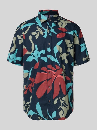 Lerros Regular Fit Freizeithemd aus Baumwoll-Leinen-Mix Dunkelblau 2