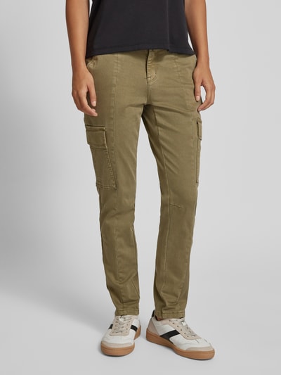 Buena Vista Slim fit cargobroek met verkort model Olijfgroen - 4