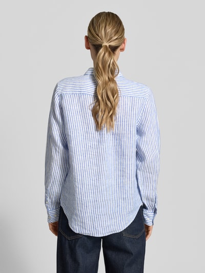 GANT Regular Fit Leinenbluse mit Hemdblusenkragen und Label-Stitching Royal 5