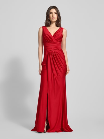 TROYDEN COLLECTION Sukienka wieczorowa z dekoltem w serek Czerwony 4