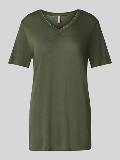 Soyaconcept T-Shirt aus Leinen-Viskose-Mix Modell 'EMEL' Dunkelgruen 2