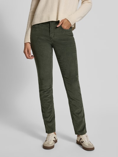 Brax Spodnie sztruksowe o kroju slim fit z mieszanki bawełny model ‘Mary’ Ciemnozielony 4