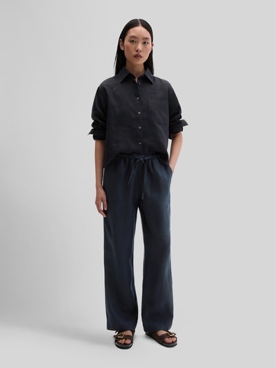 Marc O'Polo Straight Fit Leinenhose aus reinem Leinen Marine 1
