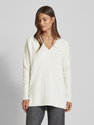 Tom Tailor Denim Loose fit gebreide pullover met katoen en V-hals Offwhite - 4