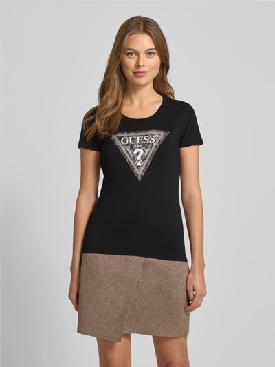 Guess T-shirt met logo en siersteentjes Zwart - 4