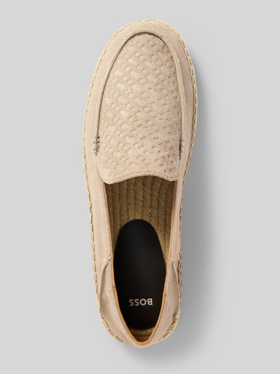 BOSS Lederloafer mit Strukturmuster Modell 'Madeira' Beige 3