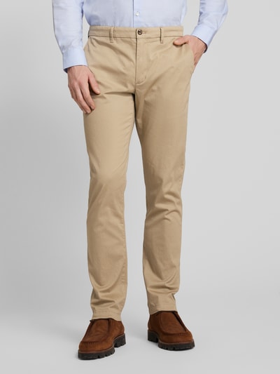 Tommy Hilfiger Straight leg chino met structuurmotief, model 'DENTON' Kaki - 4