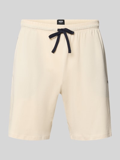 Produktfoto, cremefarbene Regular Fit Sweatshorts aus Baumwoll-Mix Modell 'MIX&MATCH' von BOSS, glatte Struktur, Herren Sweatshorts