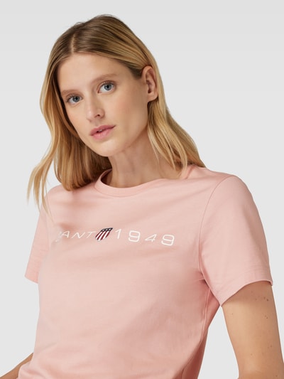 Gant T-shirt met labelprint Oudroze - 3