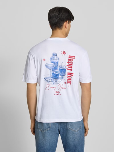 HUGO Blue męski t-shirt o kroju regular fit z czystej bawełny model 'NUCAVO' Biały 5