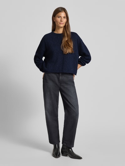 Drykorn Gebreide pullover met ribboorden, model 'MALESE' Marineblauw gemêleerd - 1