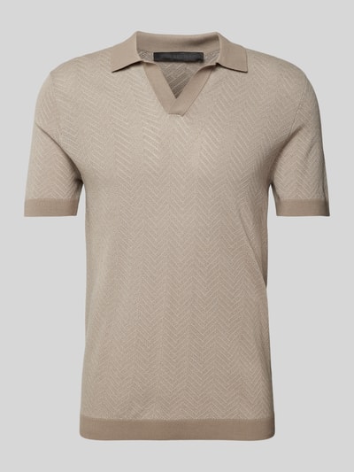 Drykorn Slim Fit Poloshirt mit Fischgrat-Dessin Modell 'BRAIAN' Beige 2