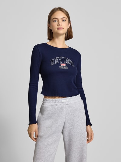 Review Shirt met lange mouwen en geschulpte zoom Marineblauw - 4