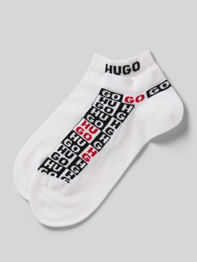 HUGO Skarpety do sneakersów z napisem z logo w zestaw 2 szt. model 'AARON' Biały 1