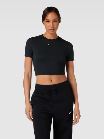 NIKE TRAINING Top krótki z wyhaftowanym logo Czarny 4