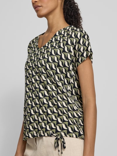 Betty Barclay T-shirt ze wzorem na całej powierzchni i dekoltem w serek Granatowy 3