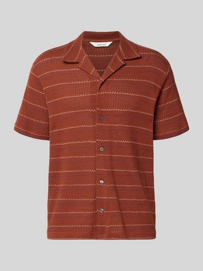 Selected Homme Relaxed Fit Freizeithemd aus Baumwoll-Mix mit Viskose-Anteil Modell 'MARC' Rostrot 1