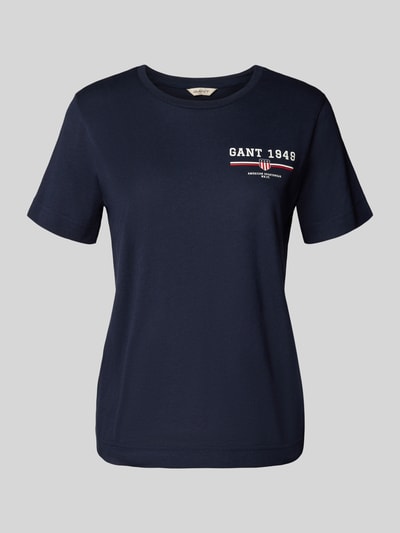 Gant T-shirt o kroju regular fit z czystej bawełny z nadrukiem z logo Granatowy 2