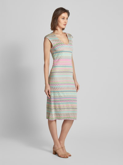 Marc Cain Midikleid mit Allover-Muster Neon Gruen 1