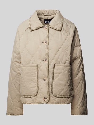 Pieces Regular Fit Steppjacke mit Statement-Nähten an Säumen Modell 'NAIMA' Beige 2