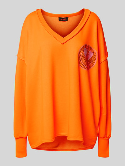miss goodlife Bluza o kroju oversized z mieszanki bawełny z obszyciem kamieniami stras Pomarańczowy 2