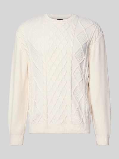 ARMANI EXCHANGE Sweter z dzianiny z prążkowanymi wykończeniami Biały 2