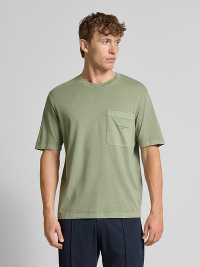 ARMANI EXCHANGE T-shirt o kroju relaxed fit z czystej bawełny z kieszenią na piersi Miętowy 4