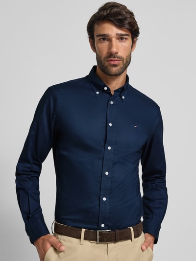 Tommy Hilfiger Regular Fit Businesshemd aus reiner Baumwolle Marine 3