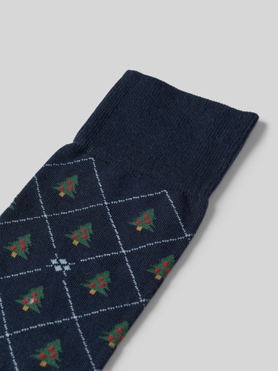 Burlington Socken im Allover-Look Modell 'CHRISTMAS TREE' Dunkelblau 2