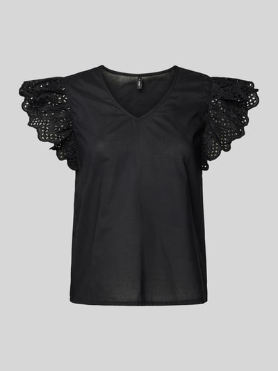 Only Blouseshirt met broderie anglaise, model 'LOU' Zwart - 2