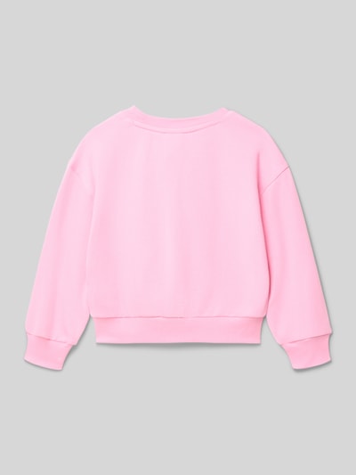 Produktfoto, Sweatshirt mit Motiv-Stitching von GAP aus Baumwoll-Mix in Rosa, Loose-Fit, gerippter Rundhalsausschnitt, Rückansicht.