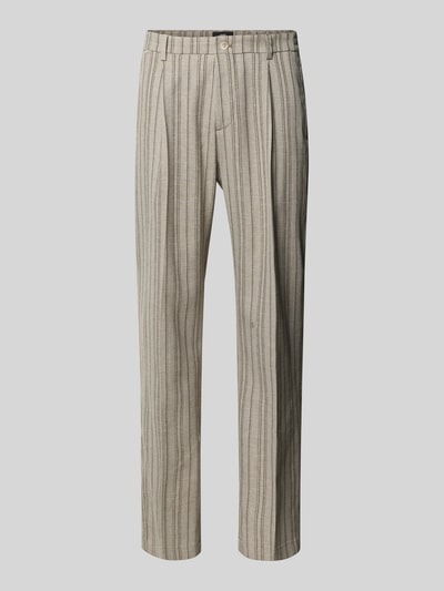 Produktfoto, Anzughose mit Gesäßtaschen Modell 'CILETO' von CINQUE aus Material-Mix mit Leinen-Anteil, Regular-Fit, beige mit feinen Streifen